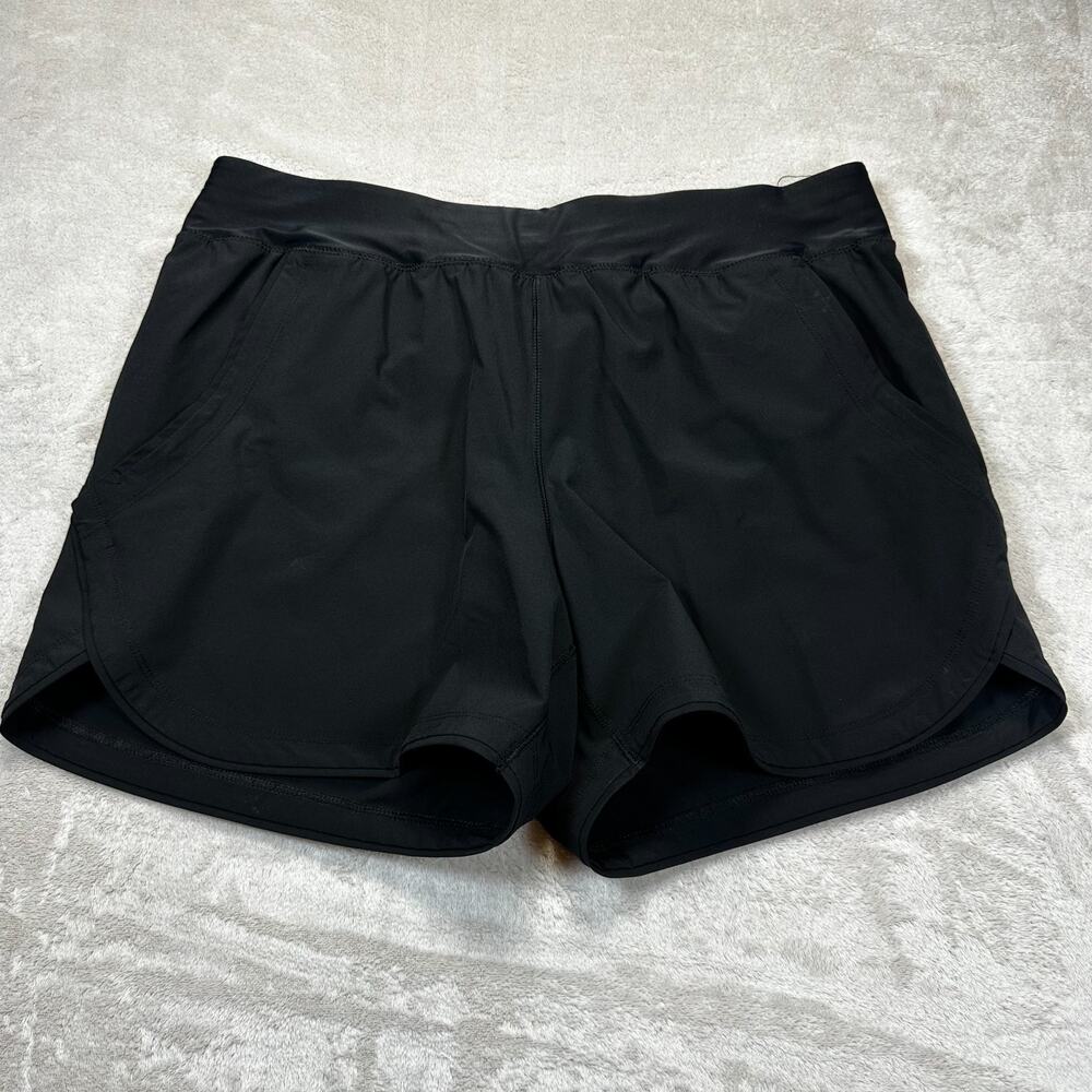 Lands' End Pull-On Shorts Womens 14 Petite Black Knit Stretch Elastic Waist